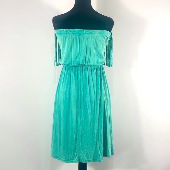 Turquoise mini Dress with Tassels, Medium, Santa Fe - Picture 3 of 8